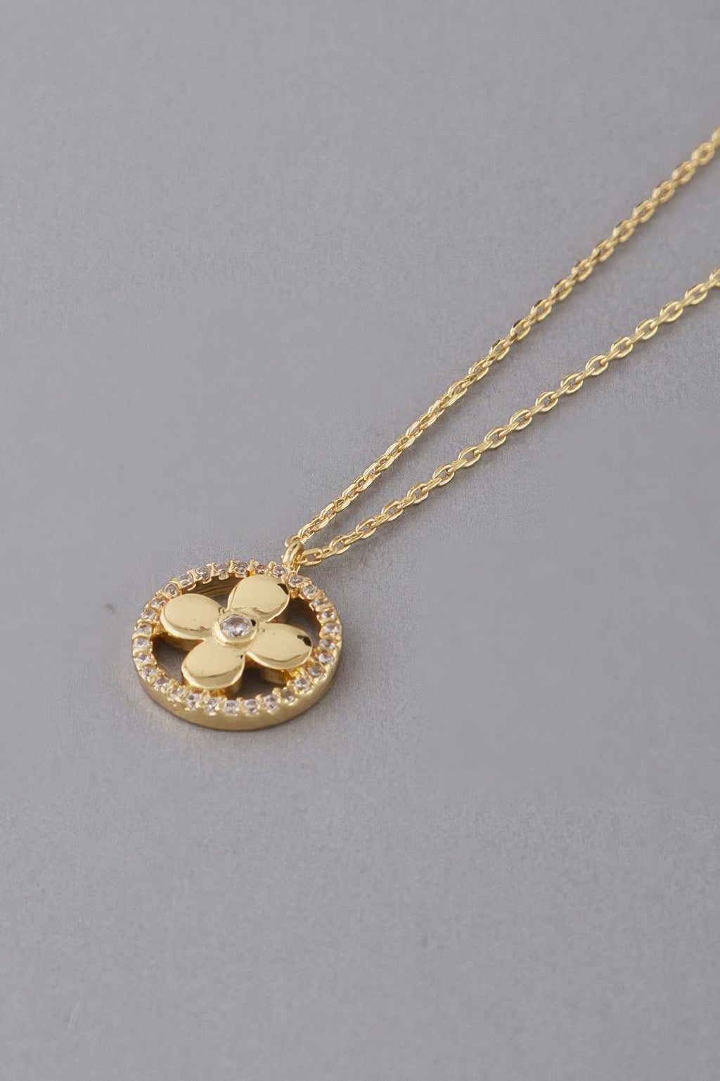 Jewel Lined Clover Pendant Necklace