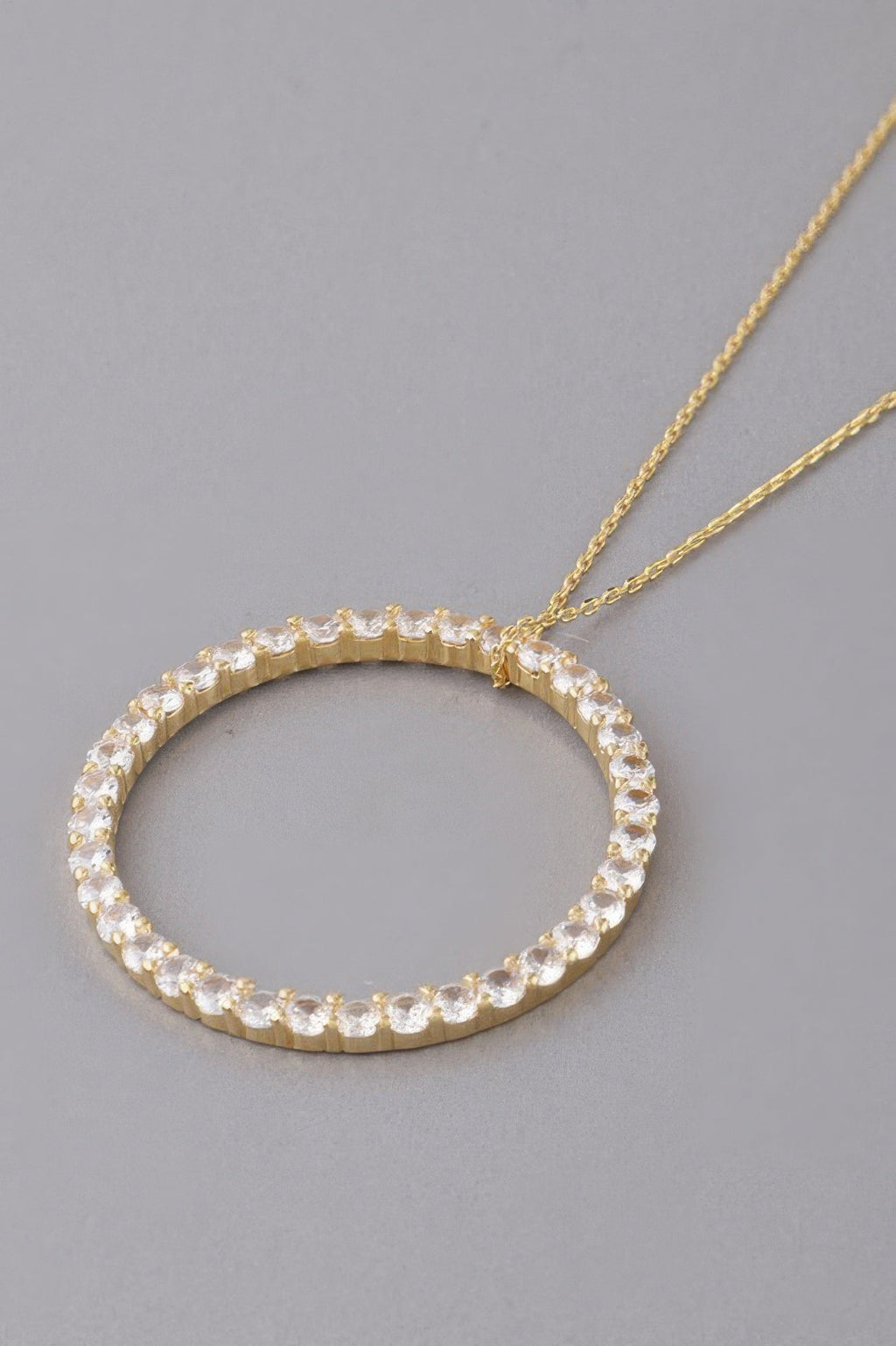 Jewel Lined Circle Pendant Necklace