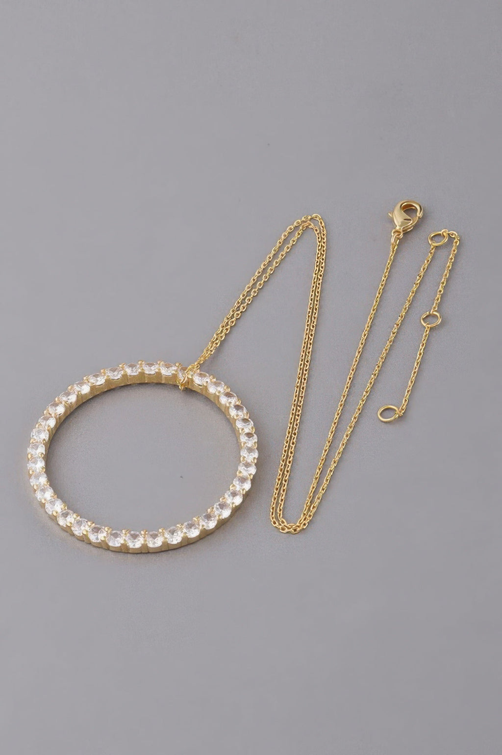 Jewel Lined Circle Pendant Necklace