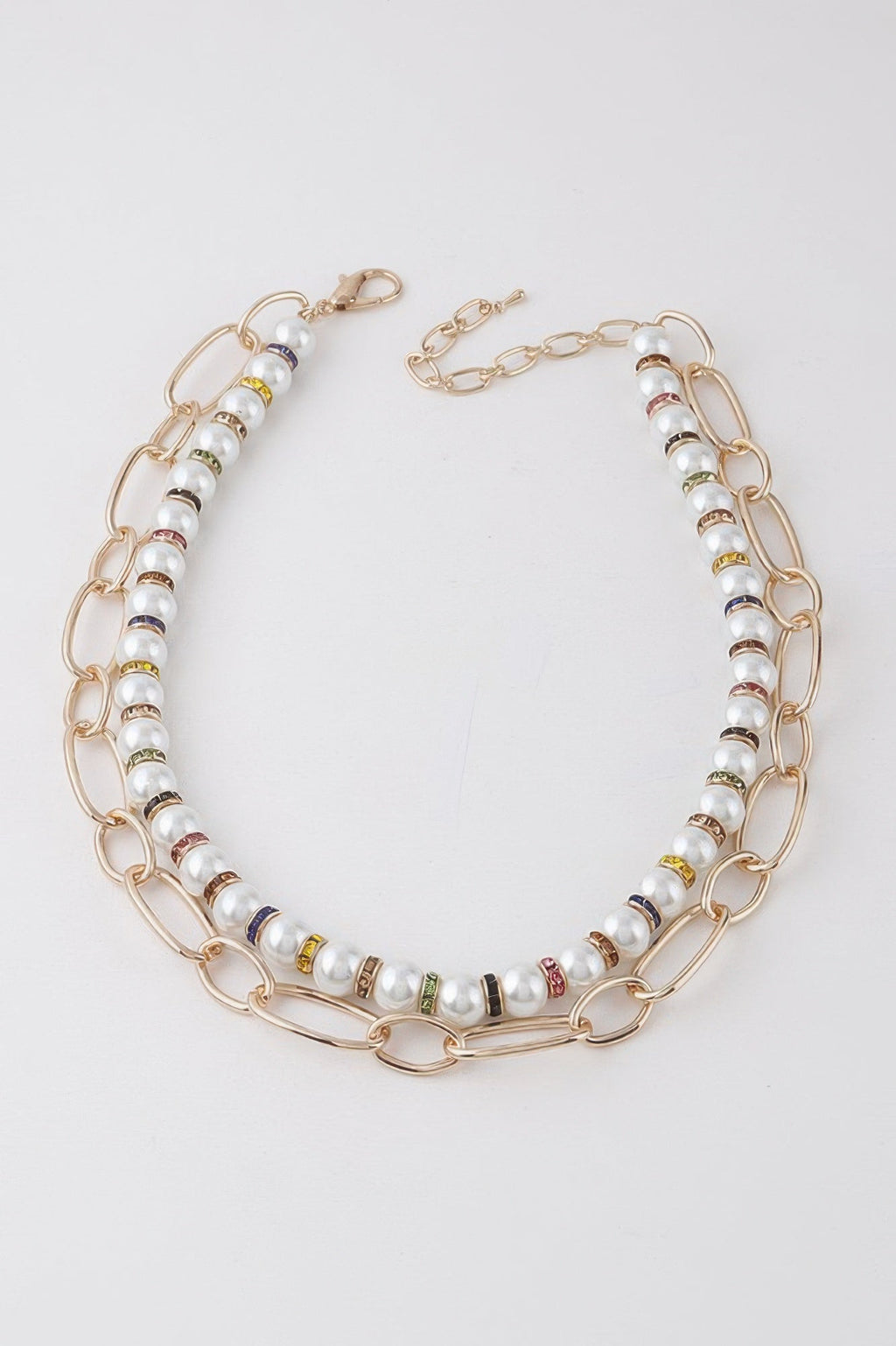 Double Layered Pearl N Chain Necklace