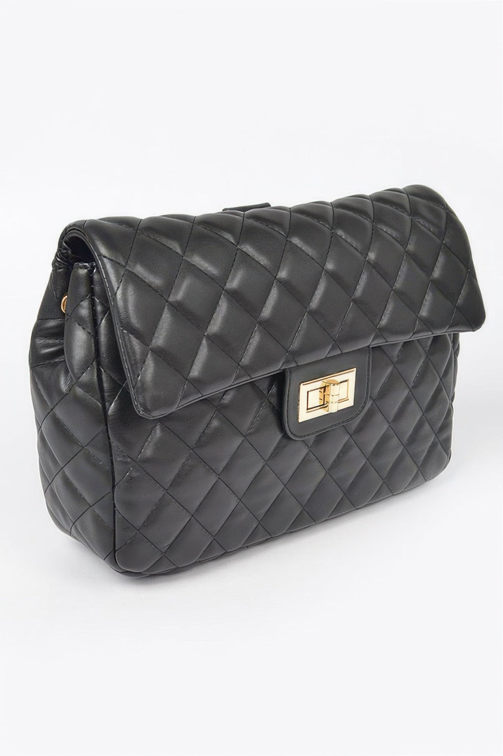 Quilted Faux Leather Flap Backpack