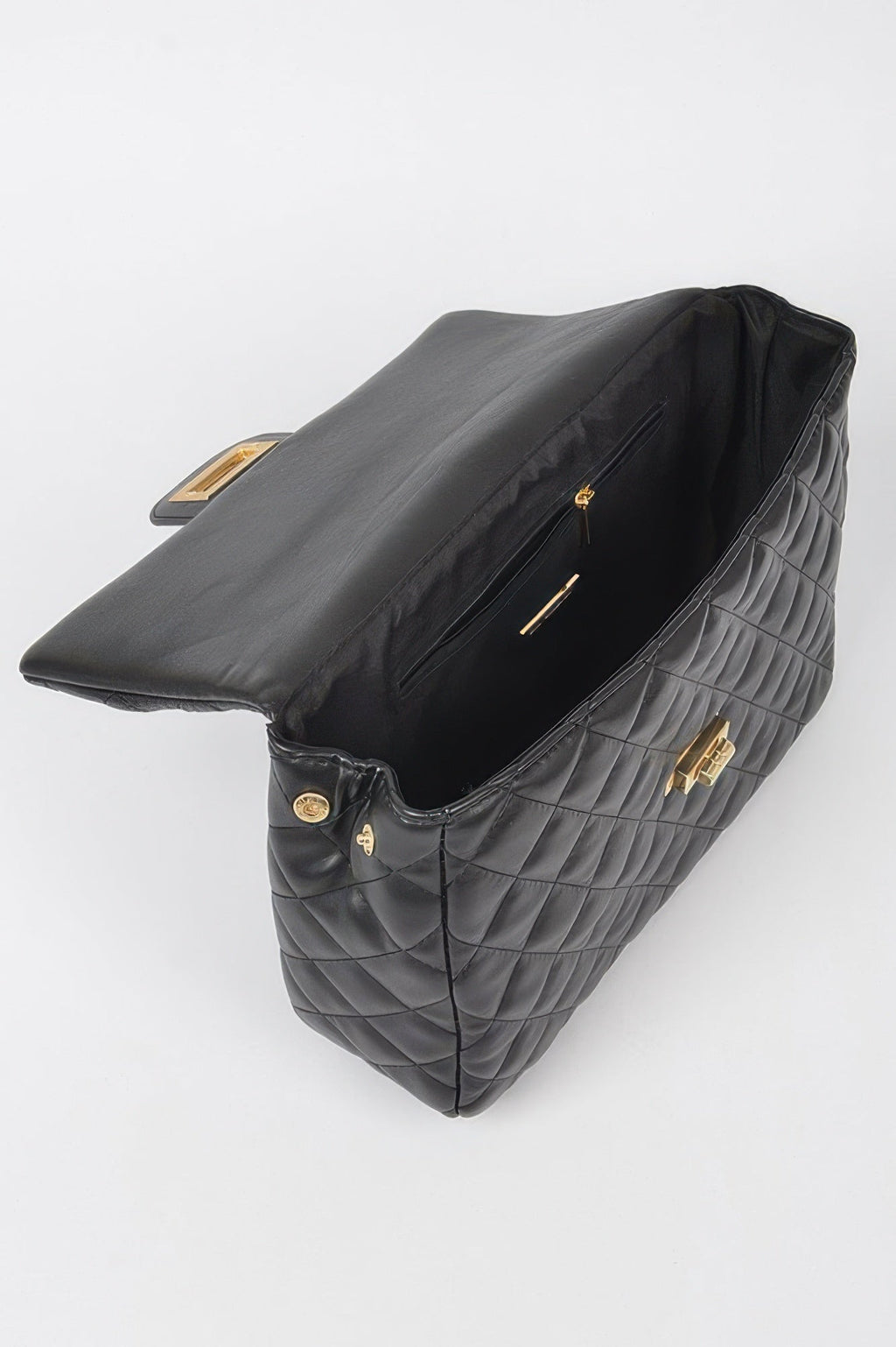 Quilted Faux Leather Flap Backpack