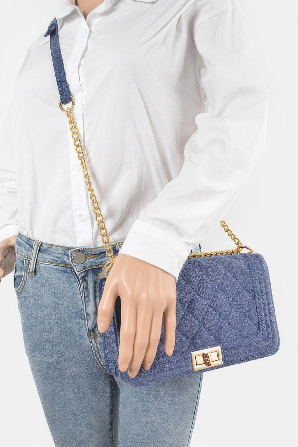 Quilted Denim Shoulder Bag