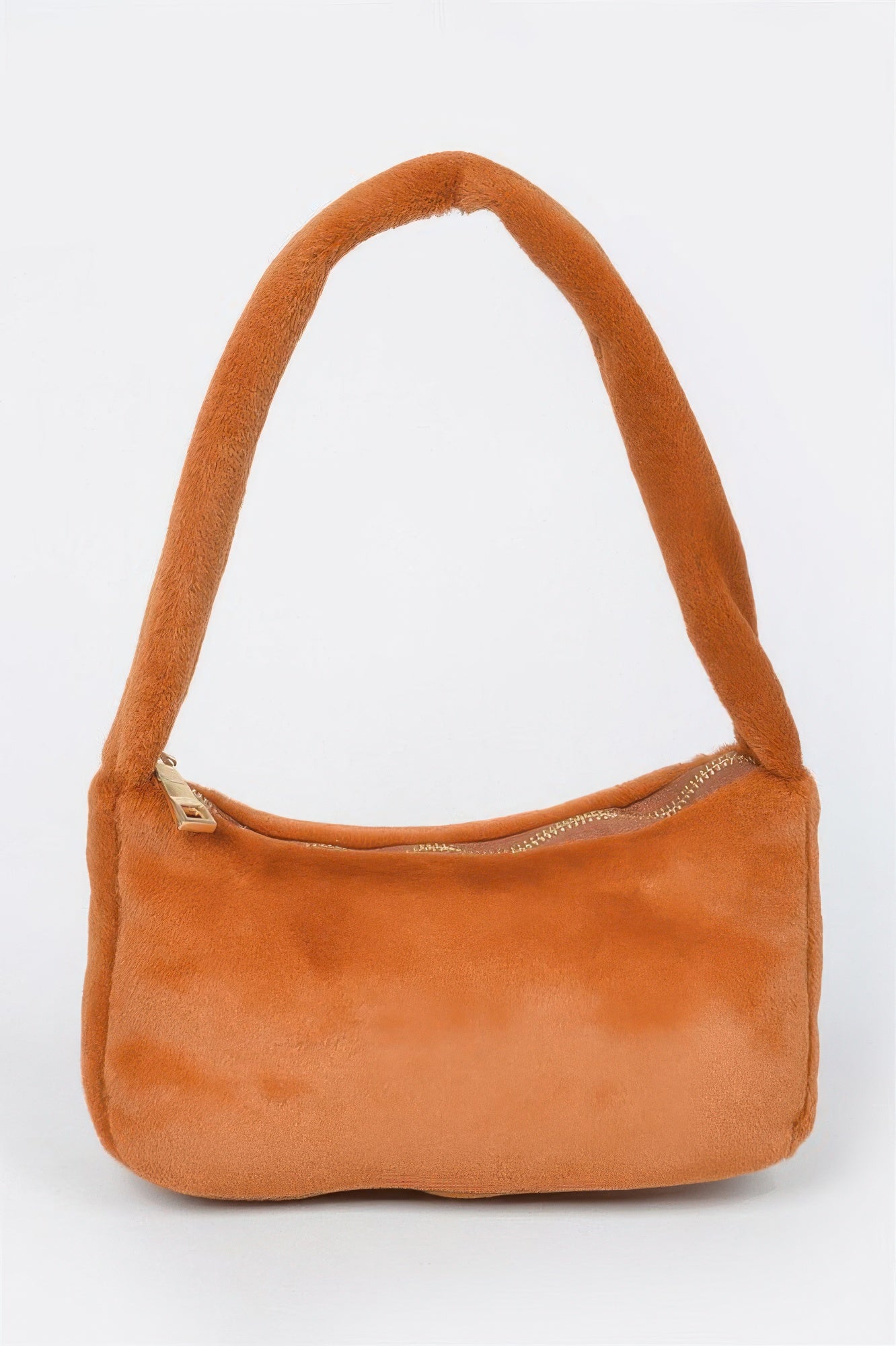 Solid Faux Fur Shoulder Bag