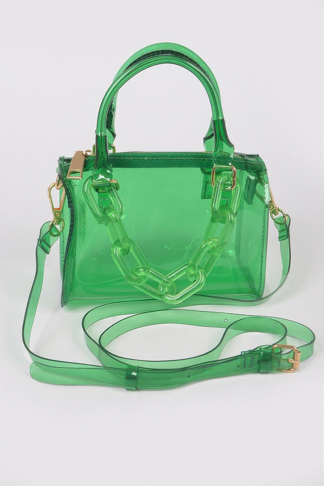 Transparent Mini Duffle Bag W/acrylic Chain
