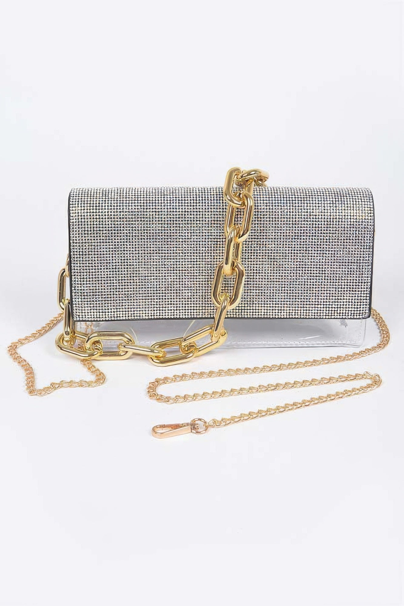 Rhinestone Clear Bag W/link Chain