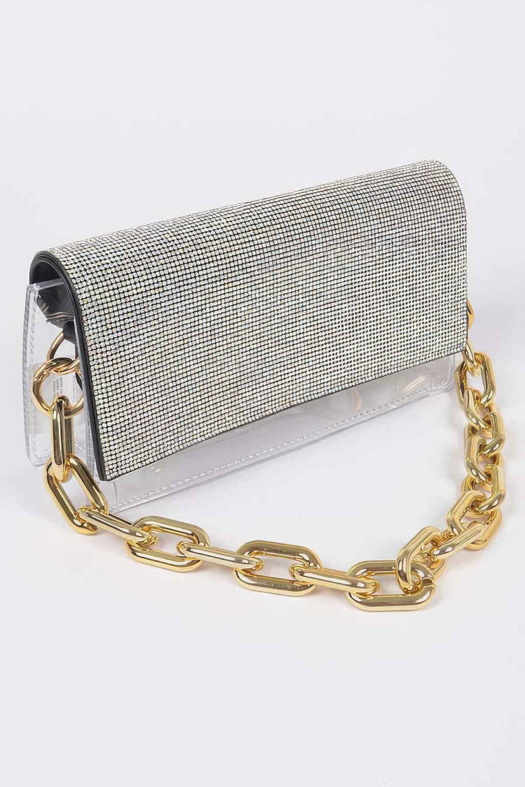 Rhinestone Clear Bag W/link Chain