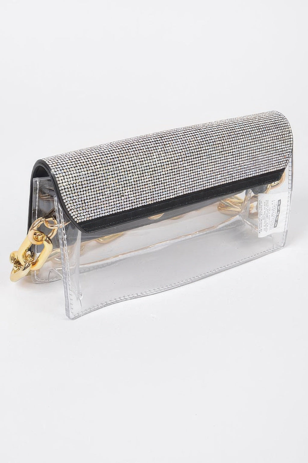 Rhinestone Clear Bag W/link Chain