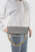 Rhinestone Clear Bag W/link Chain