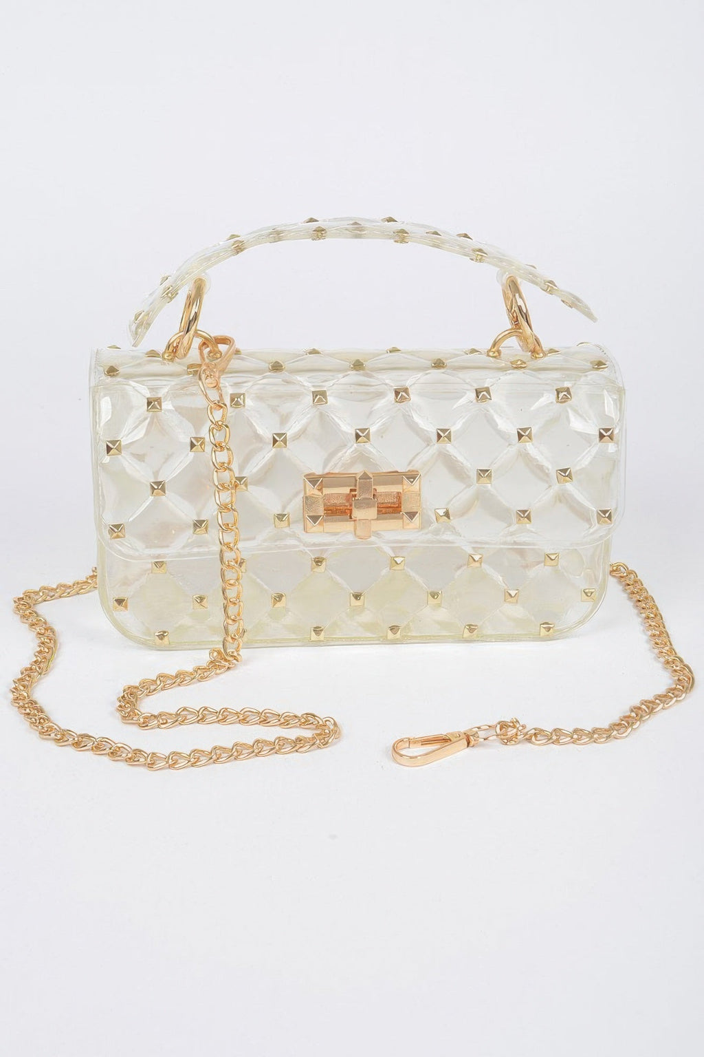 Glossy Stud Cross Chain Body Clutch