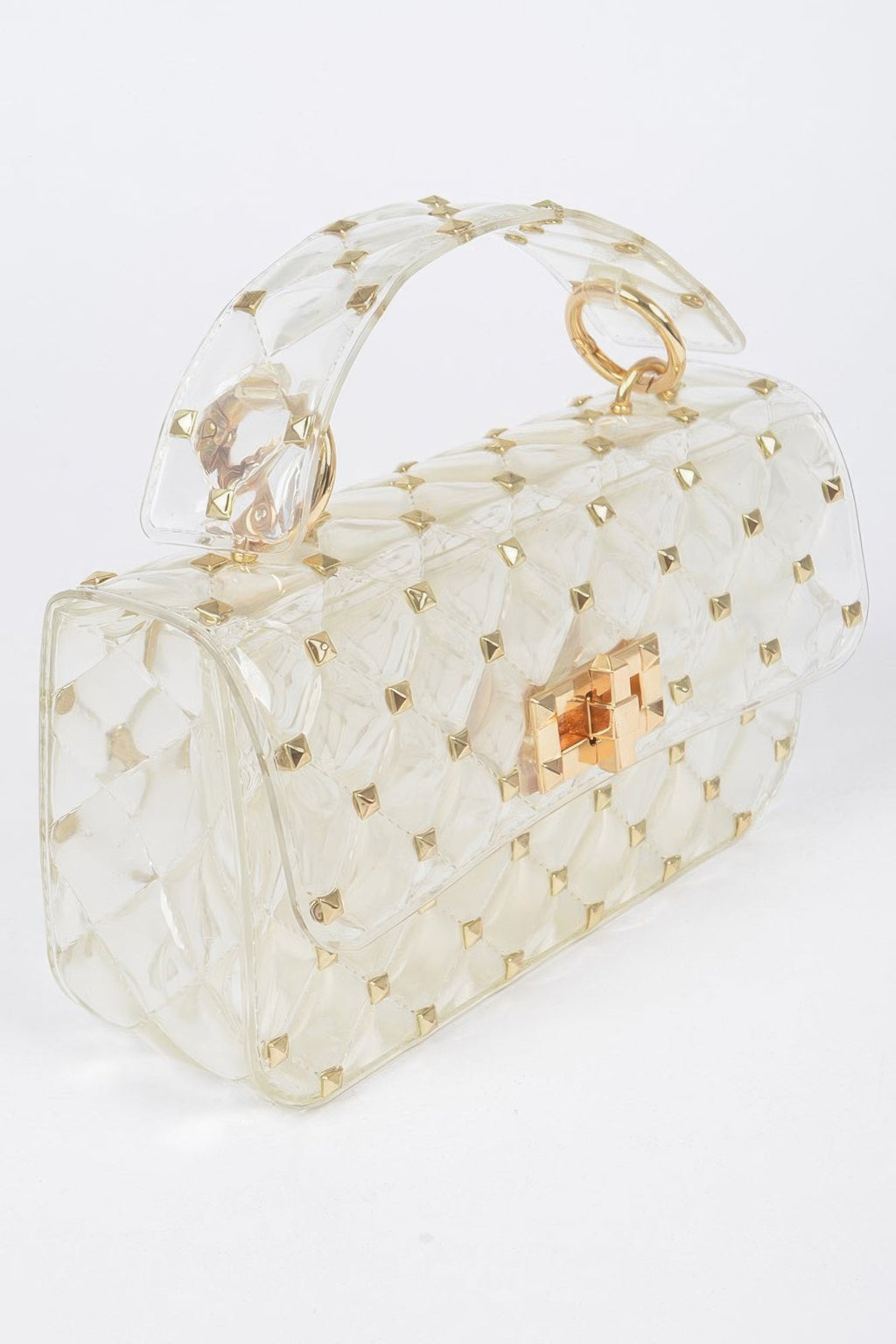 Glossy Stud Cross Chain Body Clutch