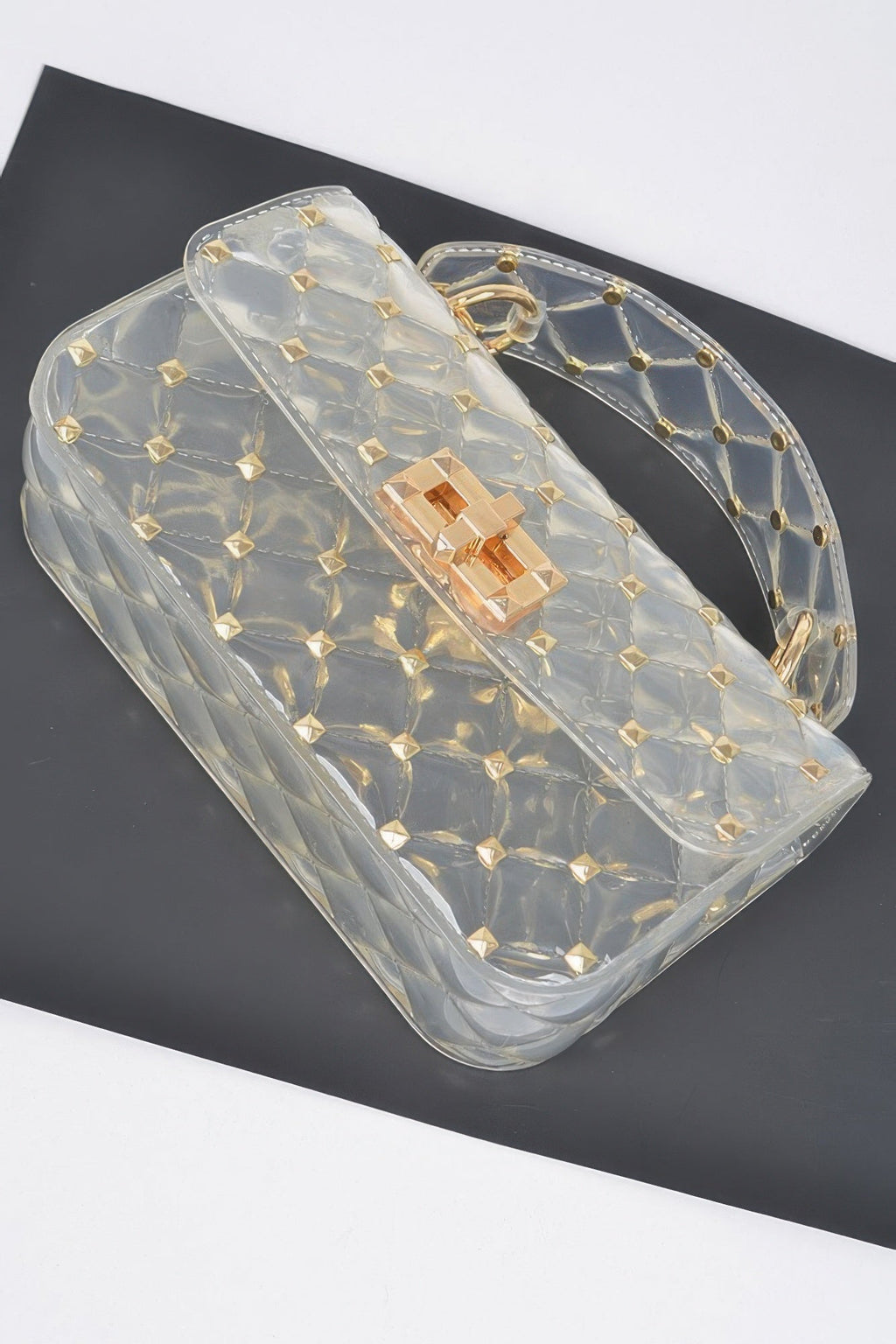 Glossy Stud Cross Chain Body Clutch