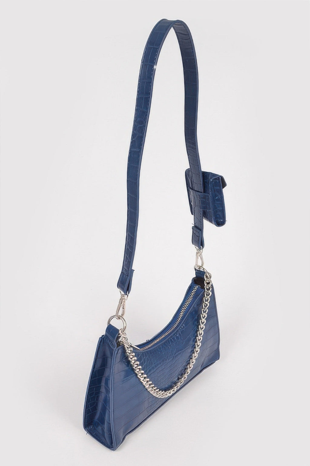 Faux Croc Chain Crossbody Bag W Airpod Purse