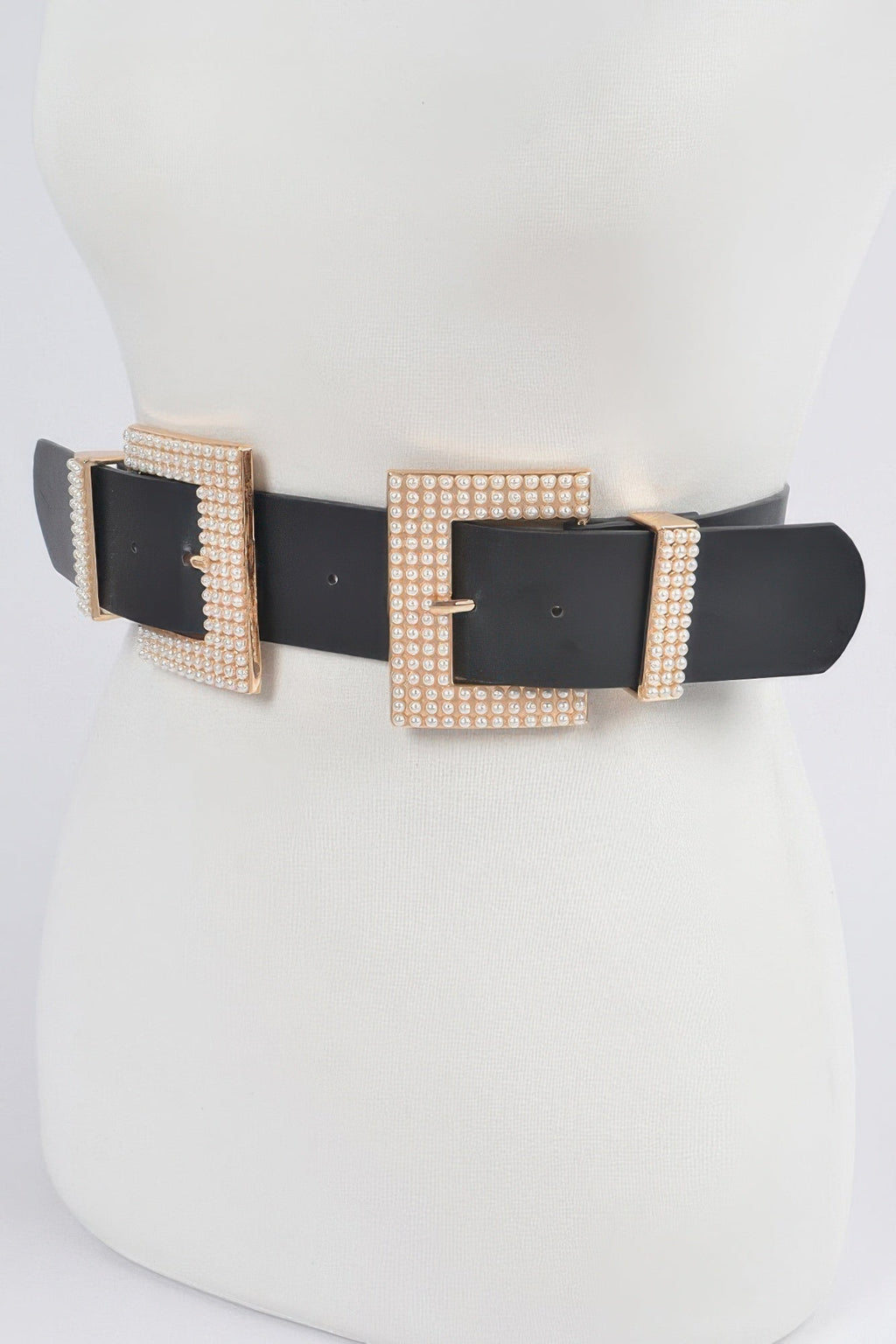 Two Faux Pearl Buckle Waist Belt