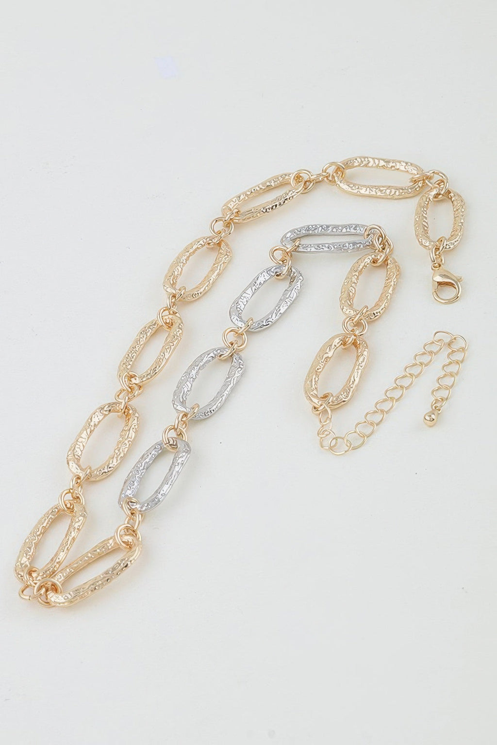 Hammered Two Toned Chain Necklace