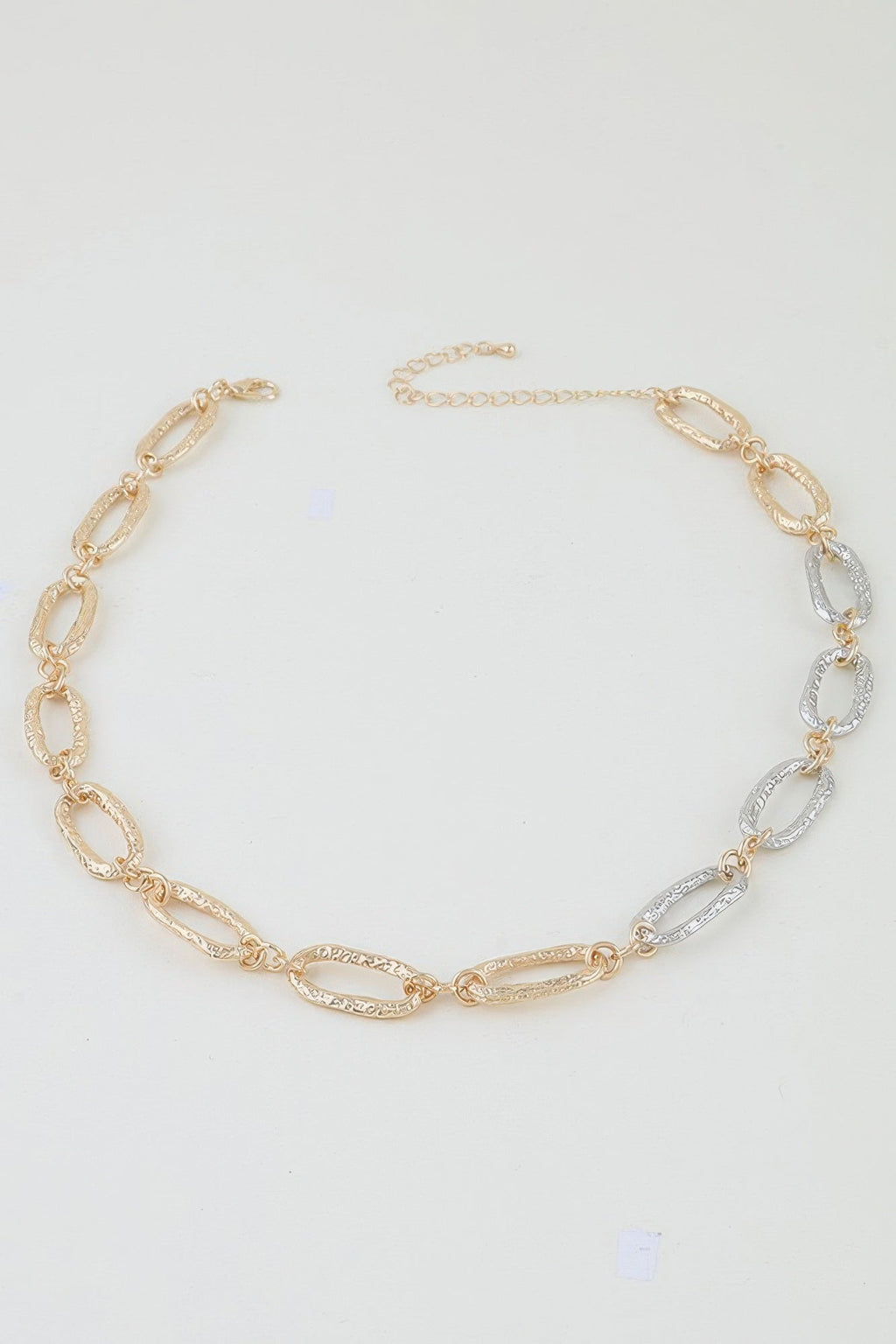 Hammered Two Toned Chain Necklace