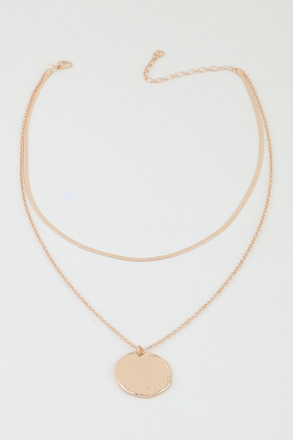 Double Hammered Pendant Chain Necklace