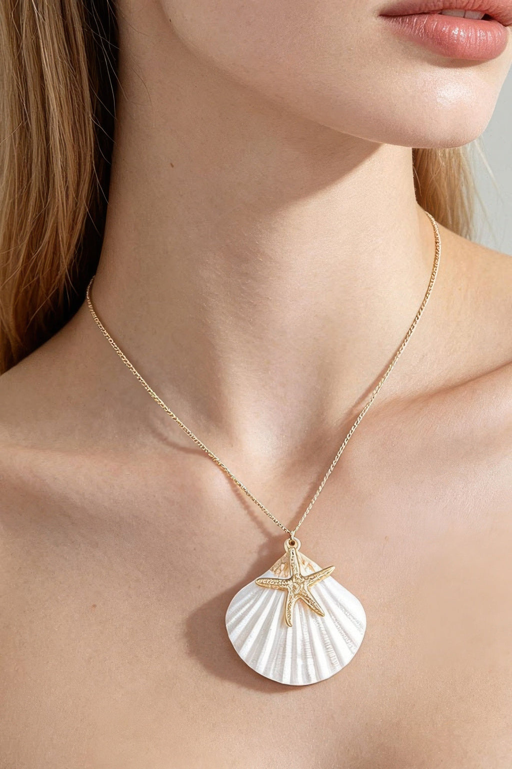 Multi Starfish Seashell Charm Necklace