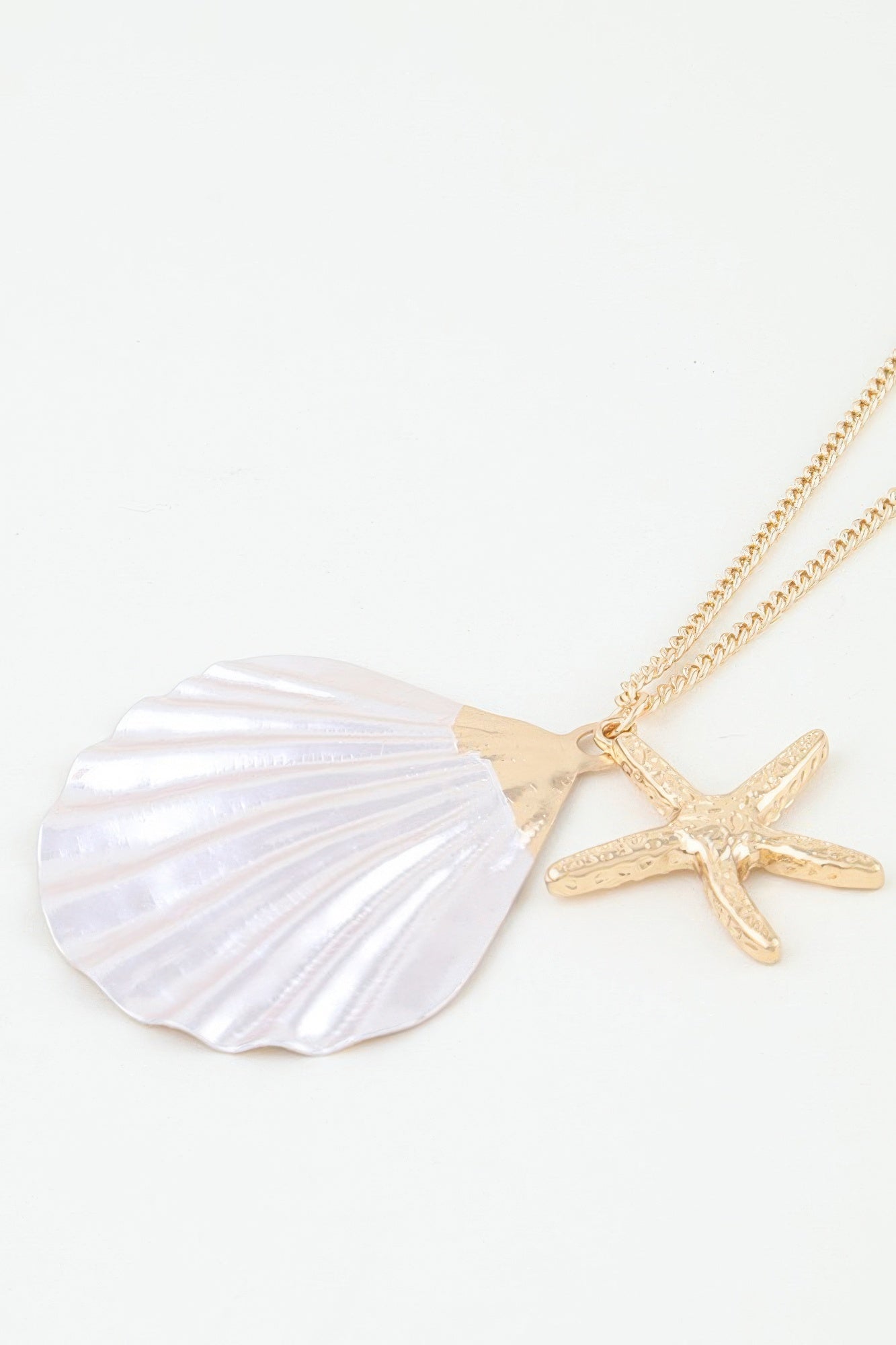 Multi Starfish Seashell Charm Necklace