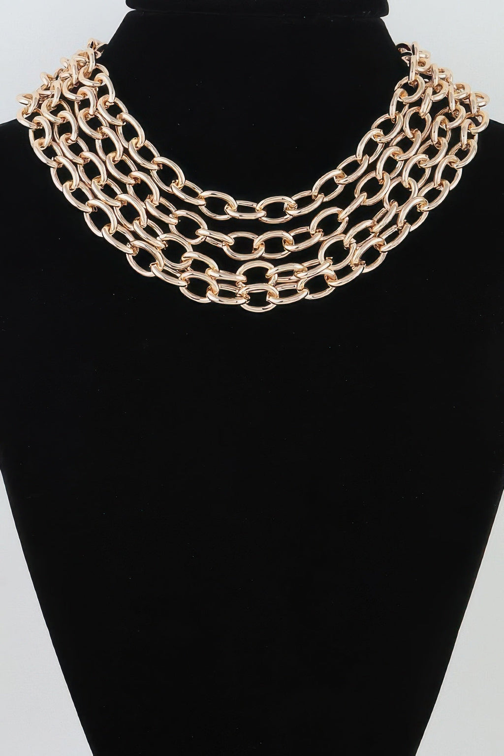 Multi Polished Link Chain Choker Necklace