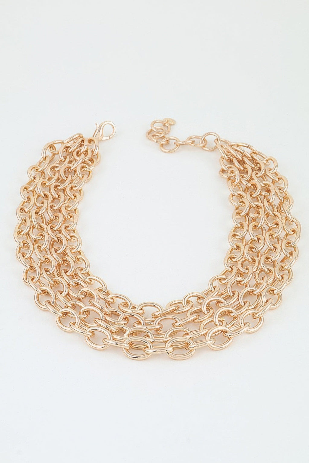 Multi Polished Link Chain Choker Necklace