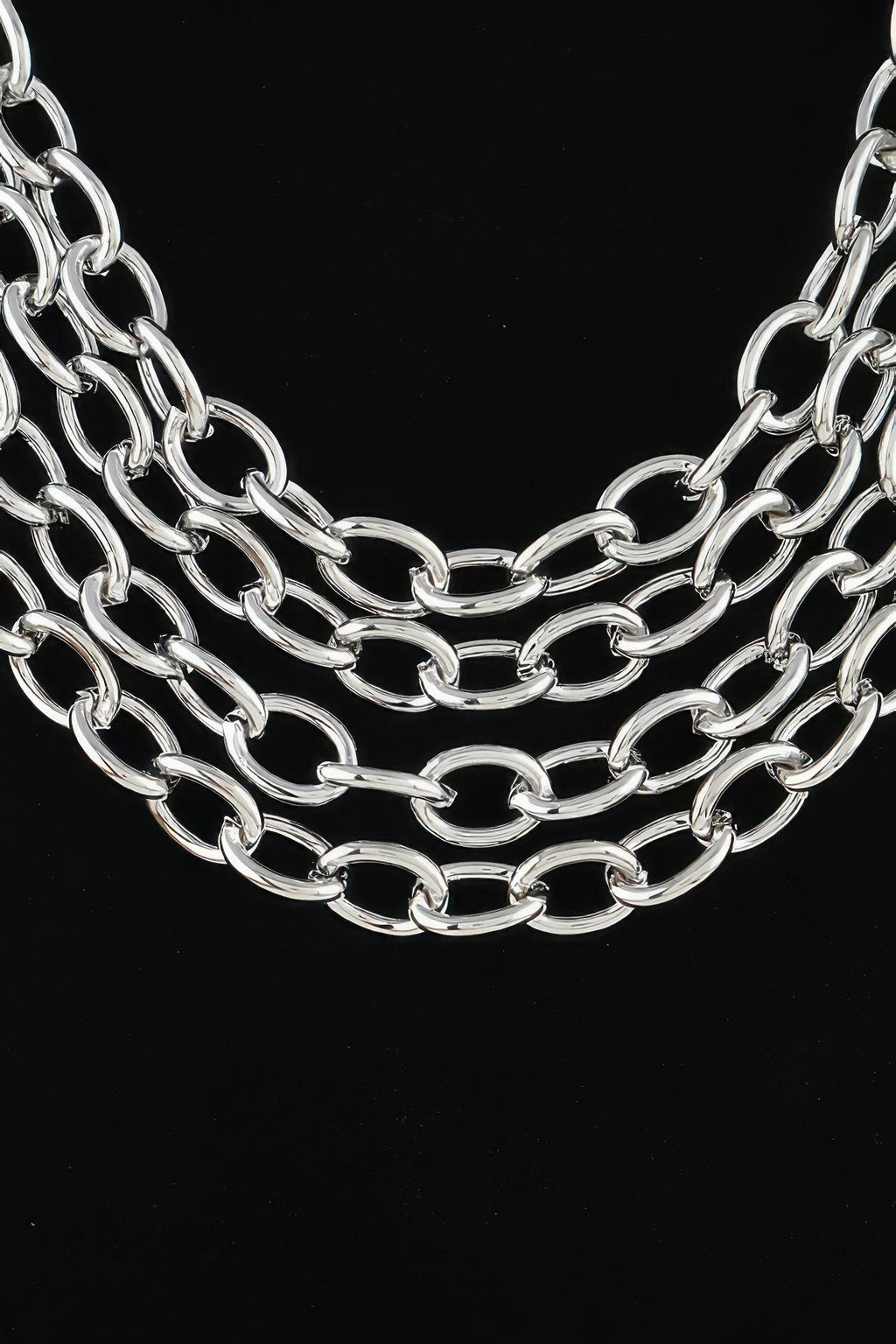 Multi Polished Link Chain Choker Necklace