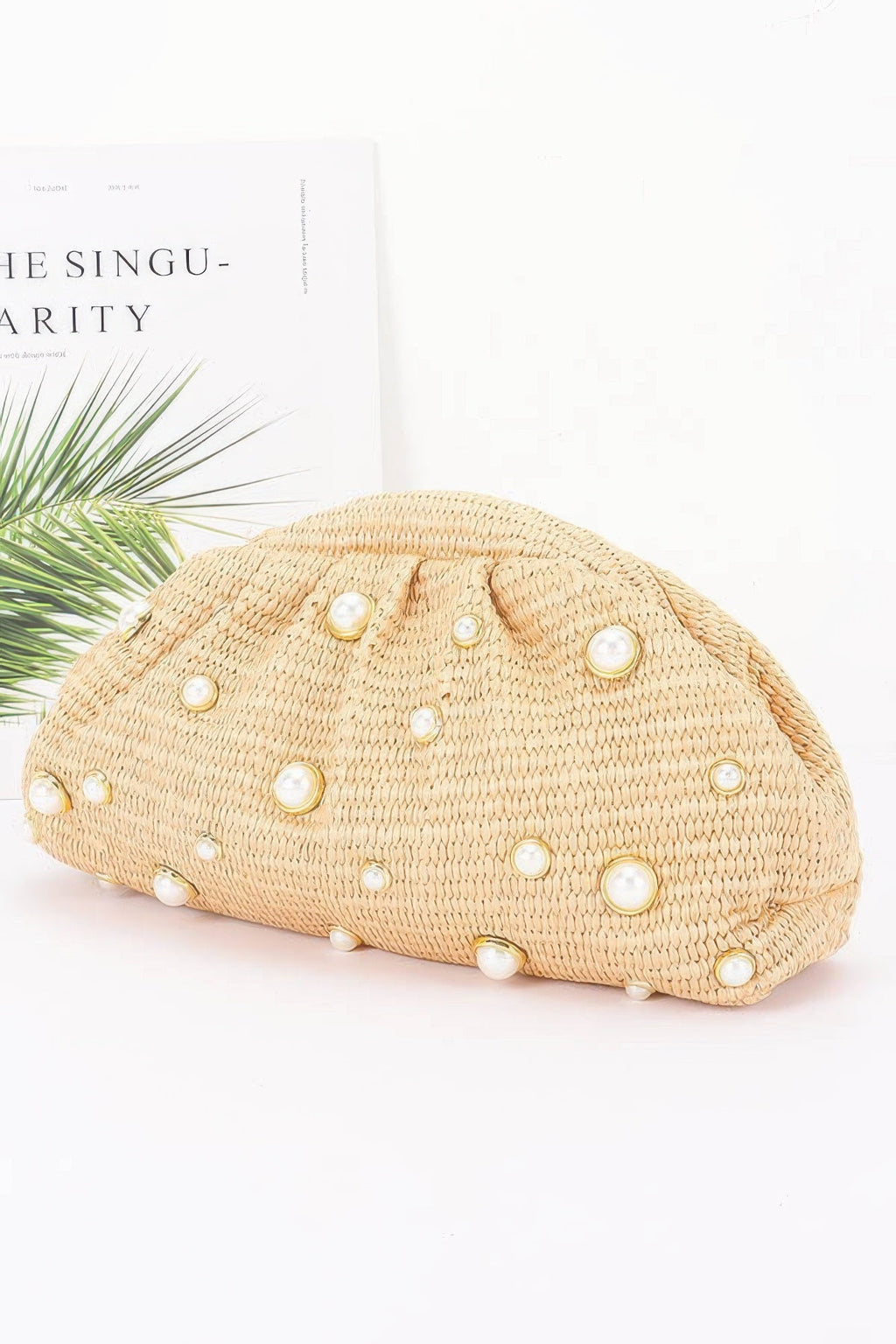 Faux Straw Pearl Clutch