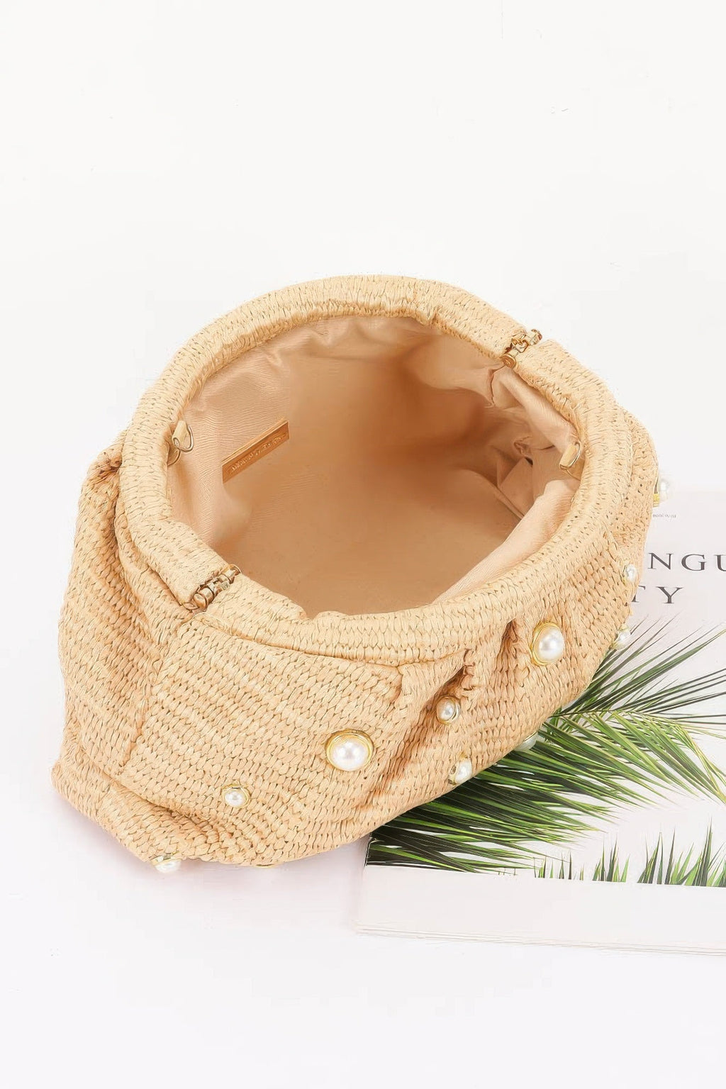 Faux Straw Pearl Clutch