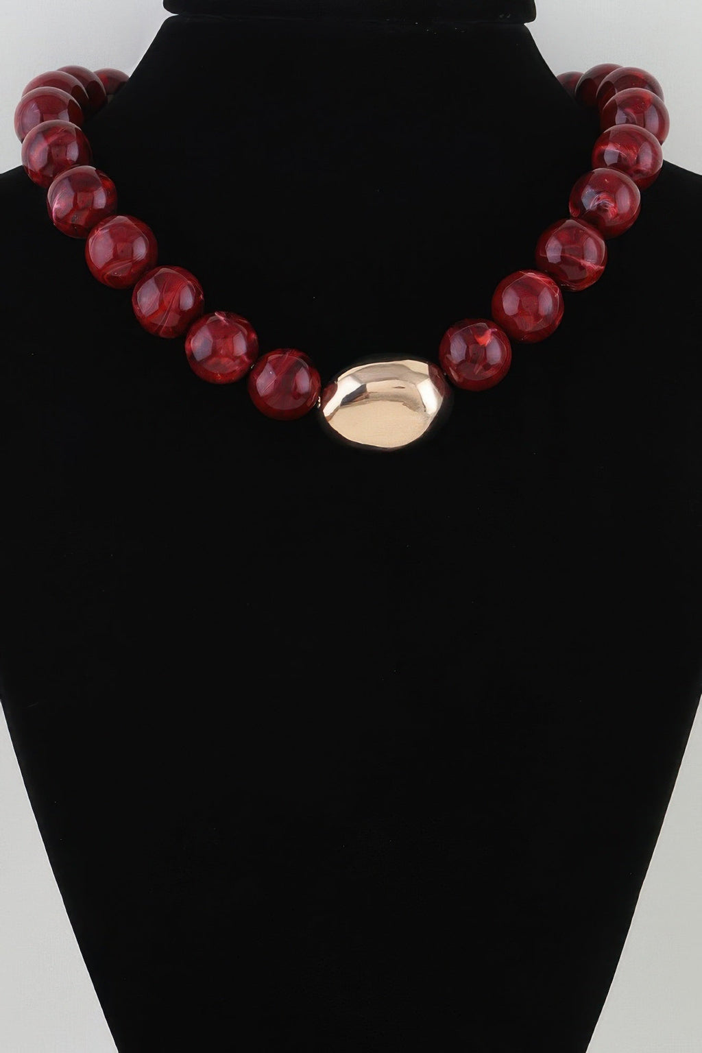 Polished Marble Beaded Pendant Necklace