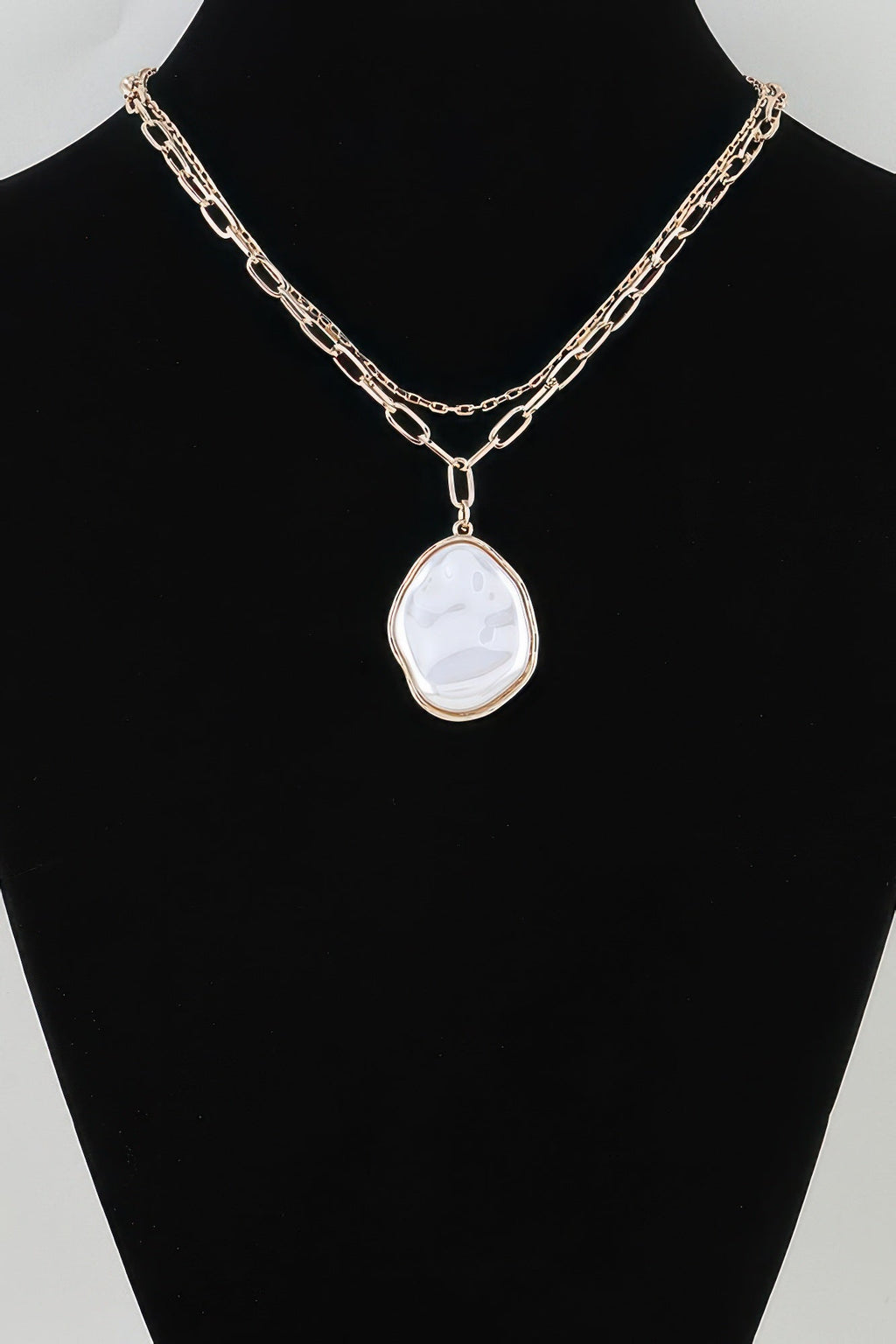 Double Stone Link Chain Necklace