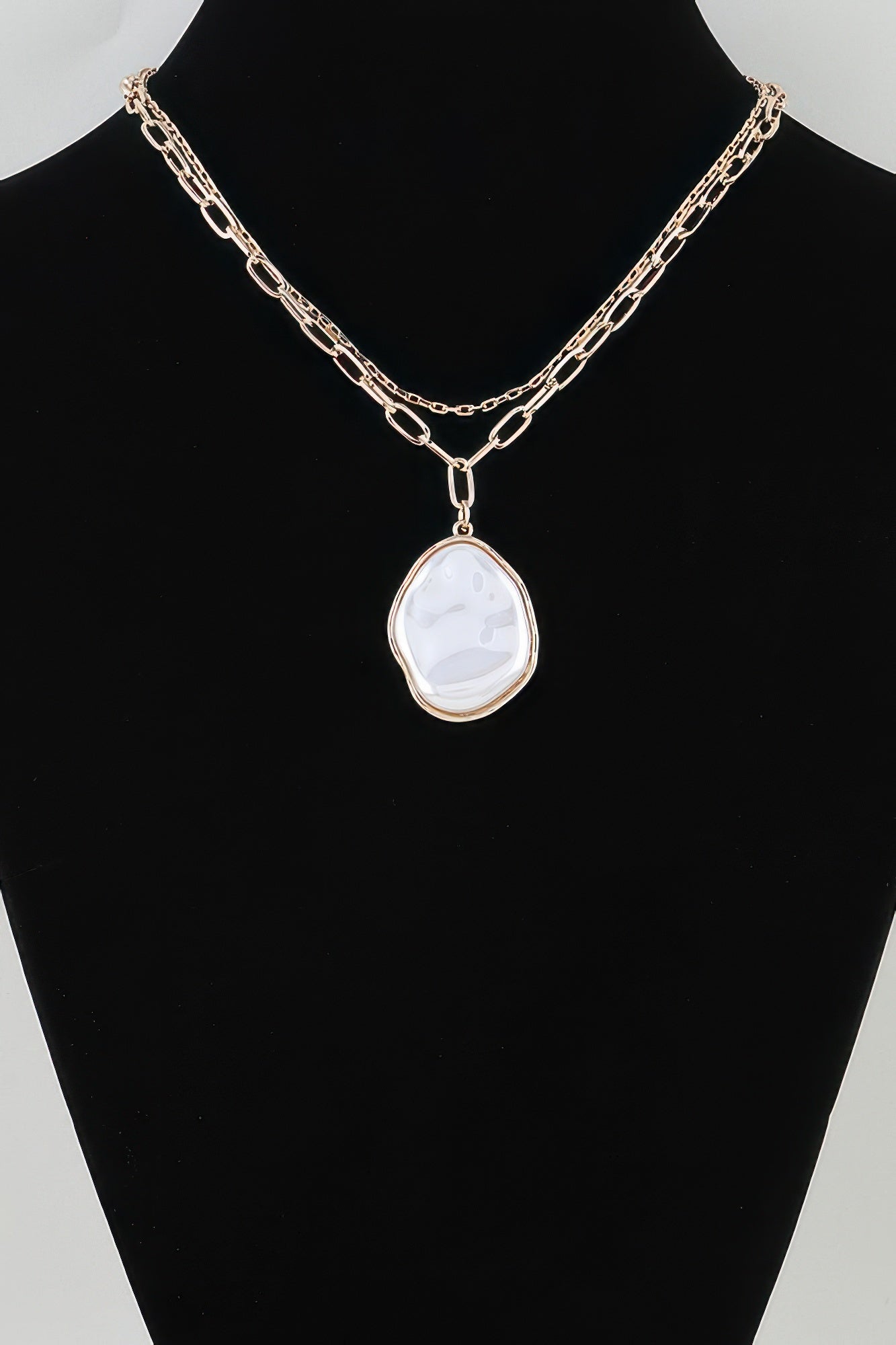 Double Stone Link Chain Necklace