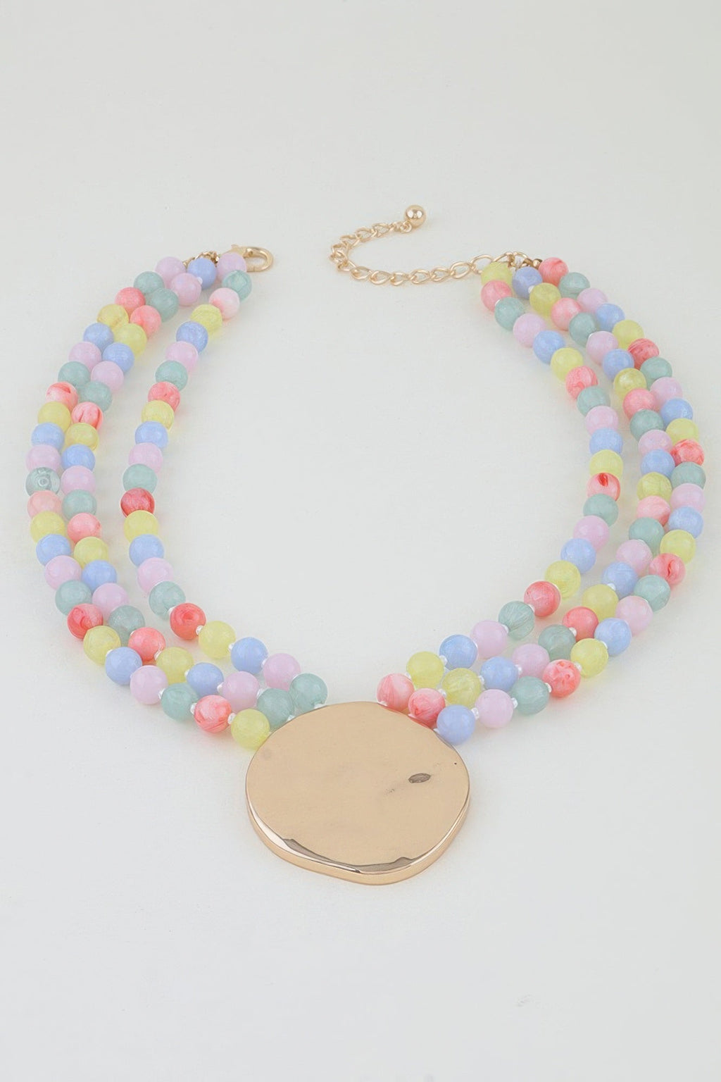 Triple Beaded Disc Statement Necklace