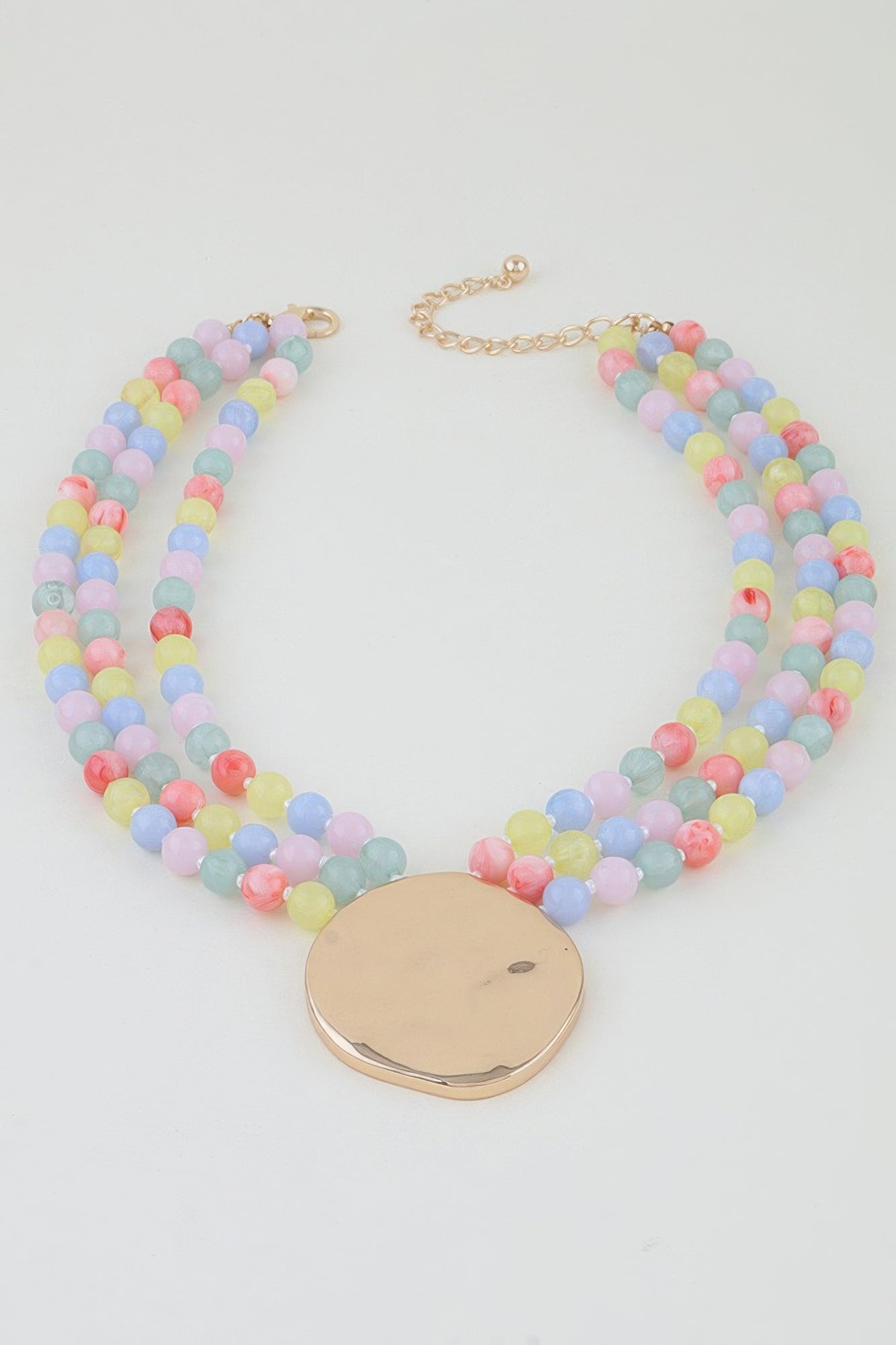 Triple Beaded Disc Statement Necklace