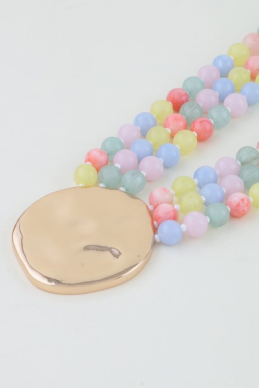 Triple Beaded Disc Statement Necklace