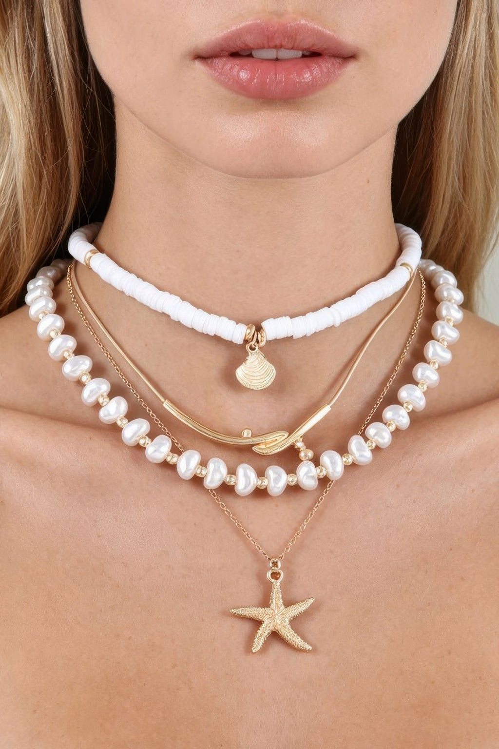 Multi Starfish Beaded Necklace