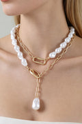 Stone Beaded Chain Clasp Statement Necklace