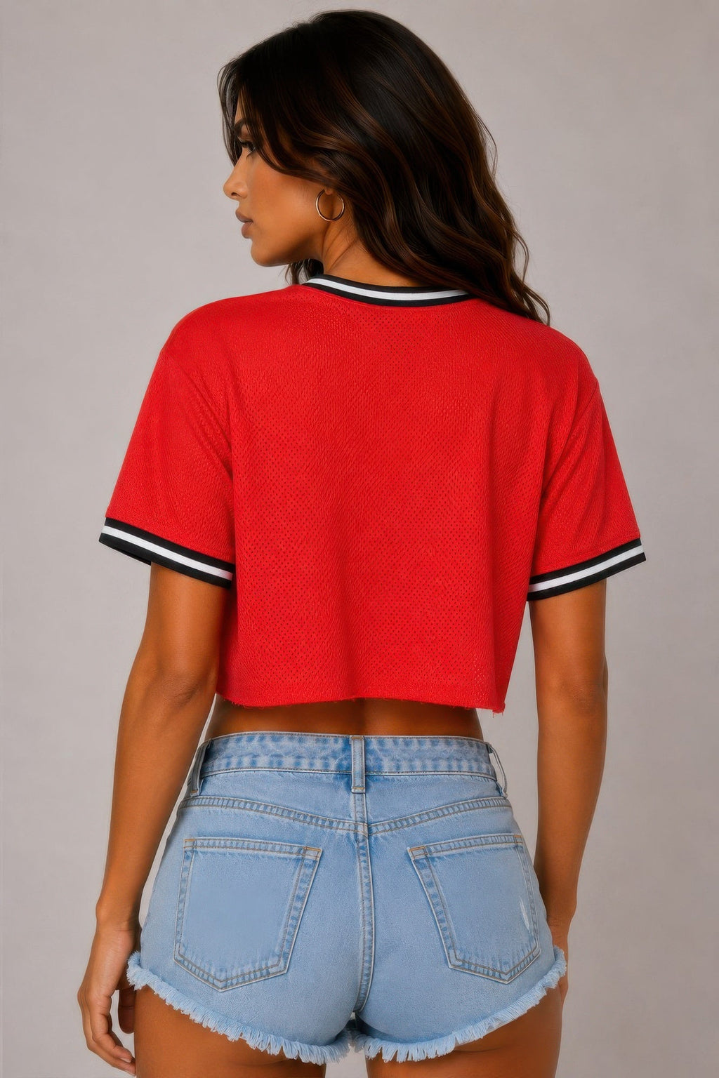 Micro Mesh Mexico Print Crop Top