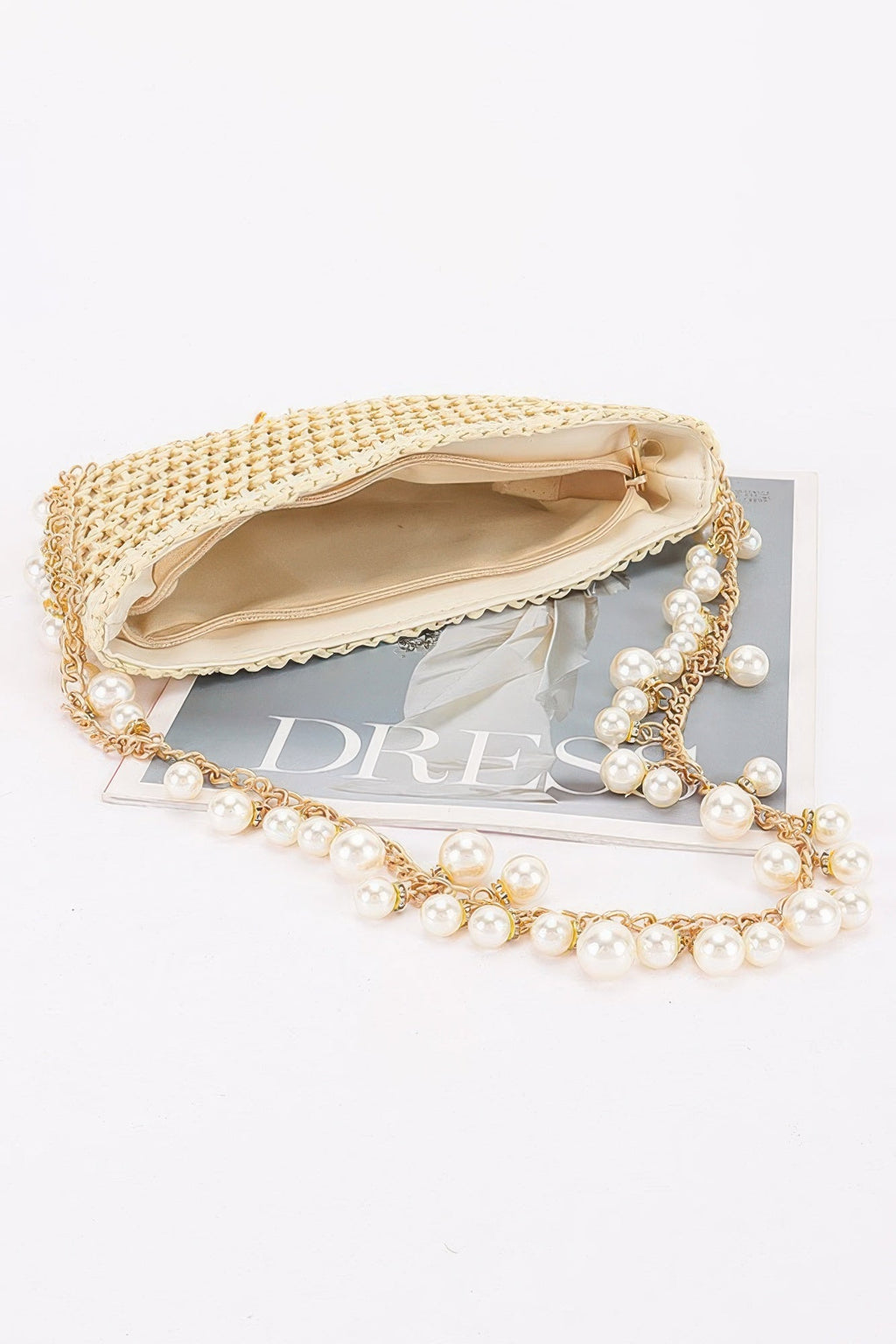 Nautical Charm Woven Pearl Shoulder Bag