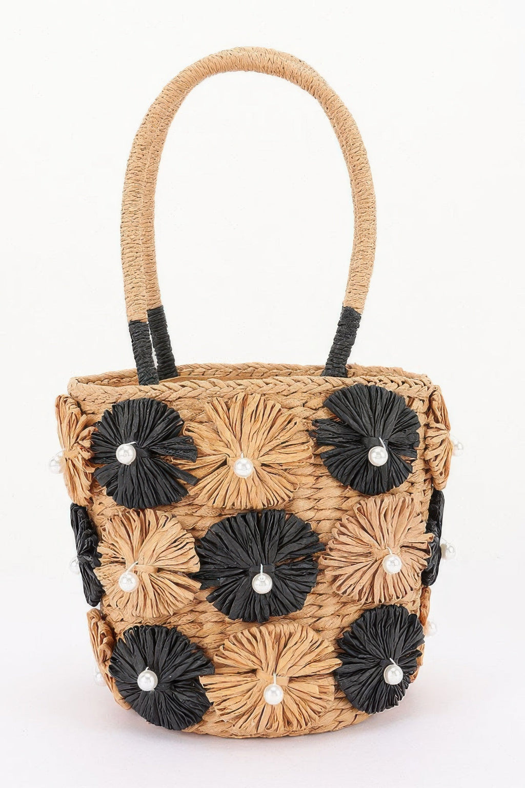 Faux Straw Flower Barrel Clutch