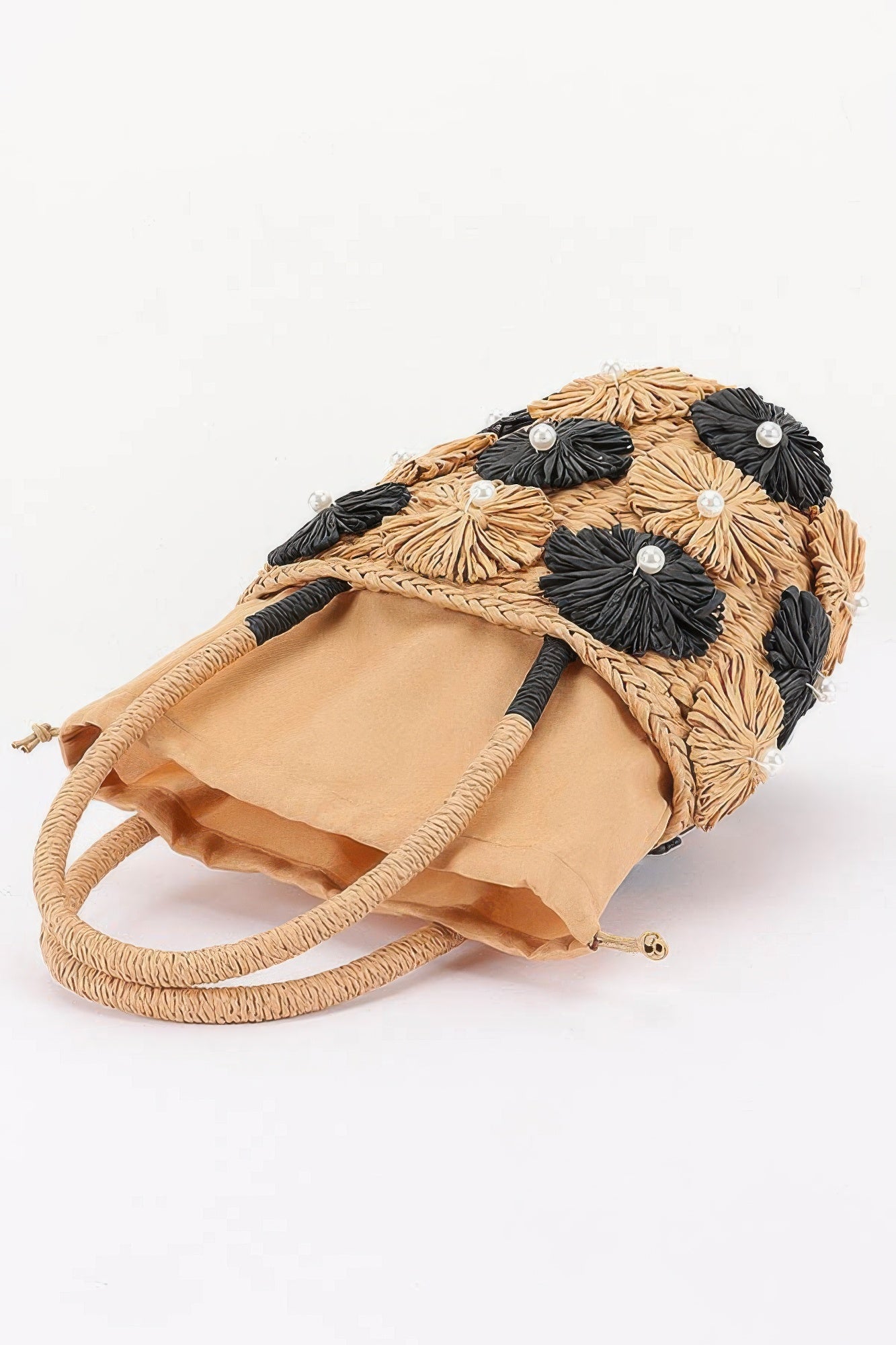 Faux Straw Flower Barrel Clutch