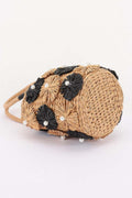 Faux Straw Flower Barrel Clutch