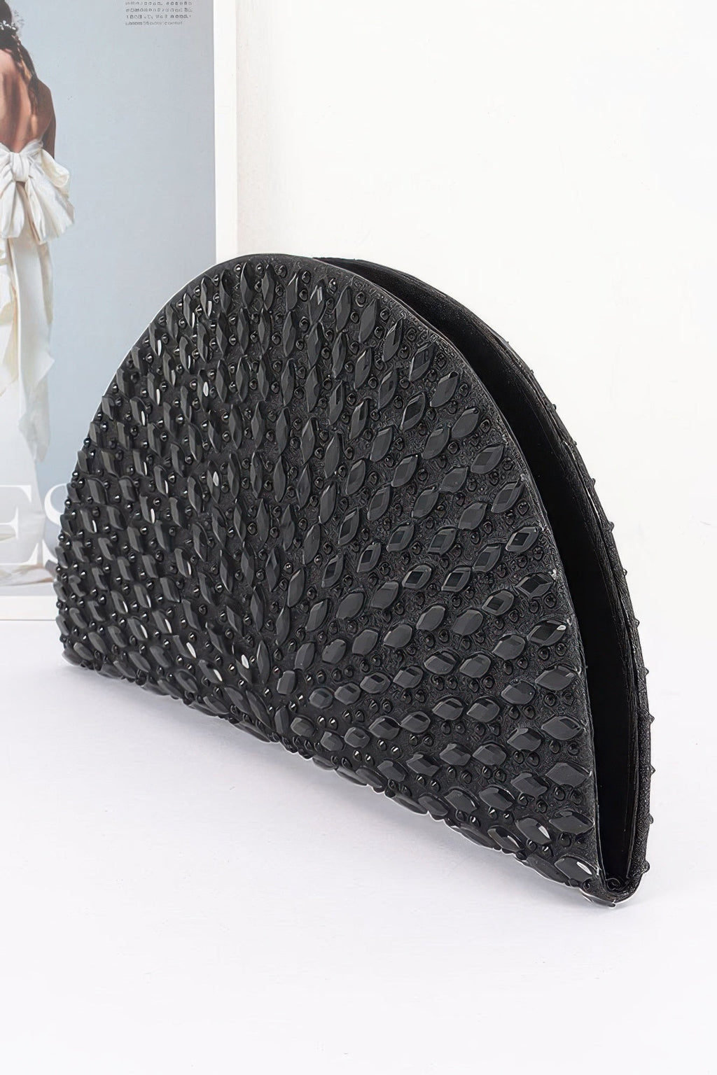 Rhinestone Half Moon Party Clutch