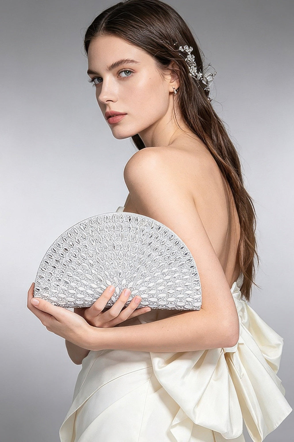Rhinestone Half Moon Party Clutch