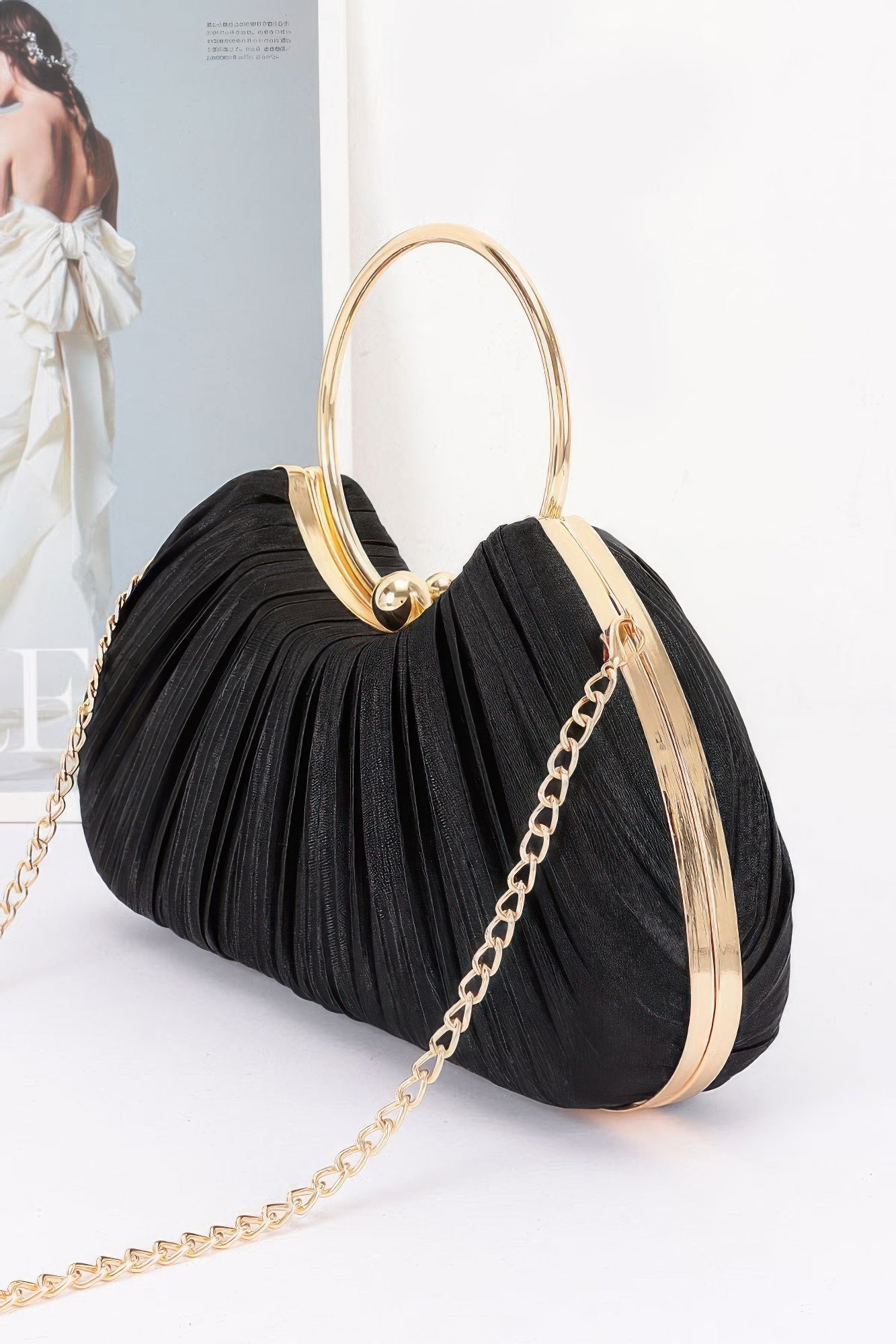Pleated Polyester Party Clutch