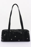 Vegan Leather Eyelet Studded Rectanglar Bag