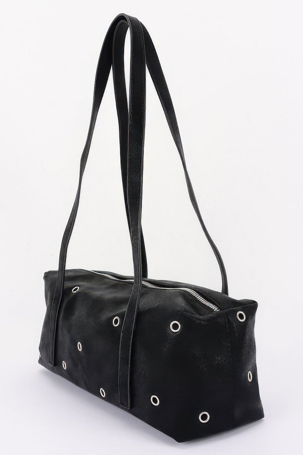Vegan Leather Eyelet Studded Rectanglar Bag