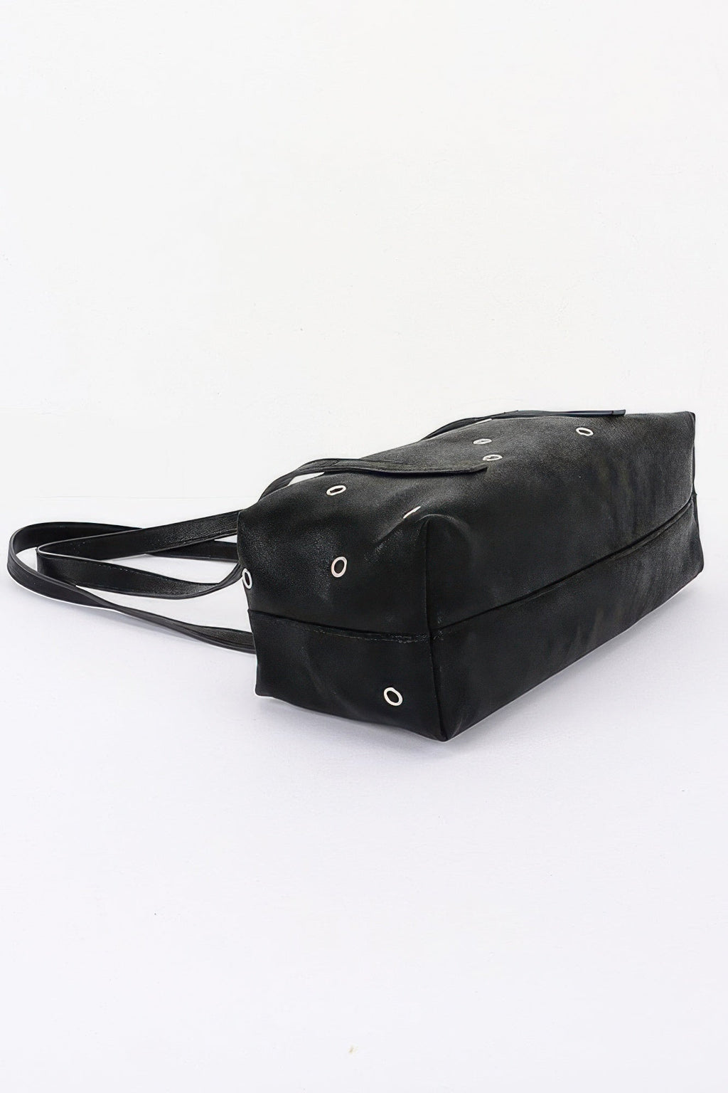 Vegan Leather Eyelet Studded Rectanglar Bag