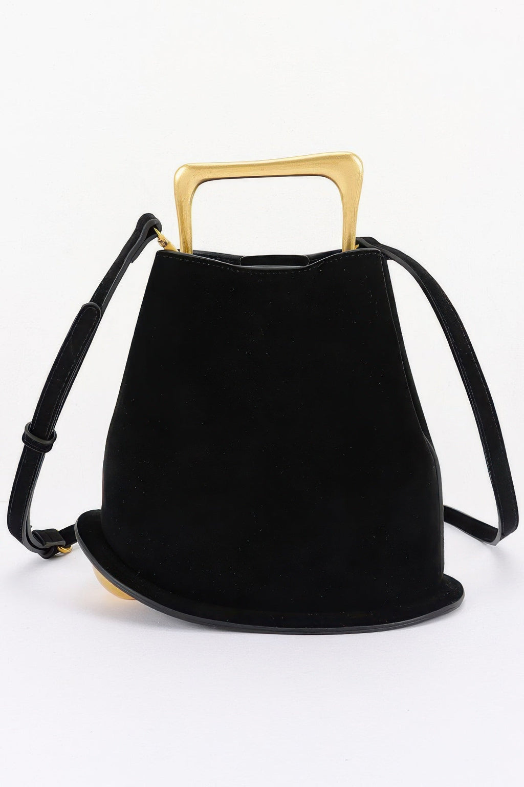 Faux Suede Metal Handle Bag