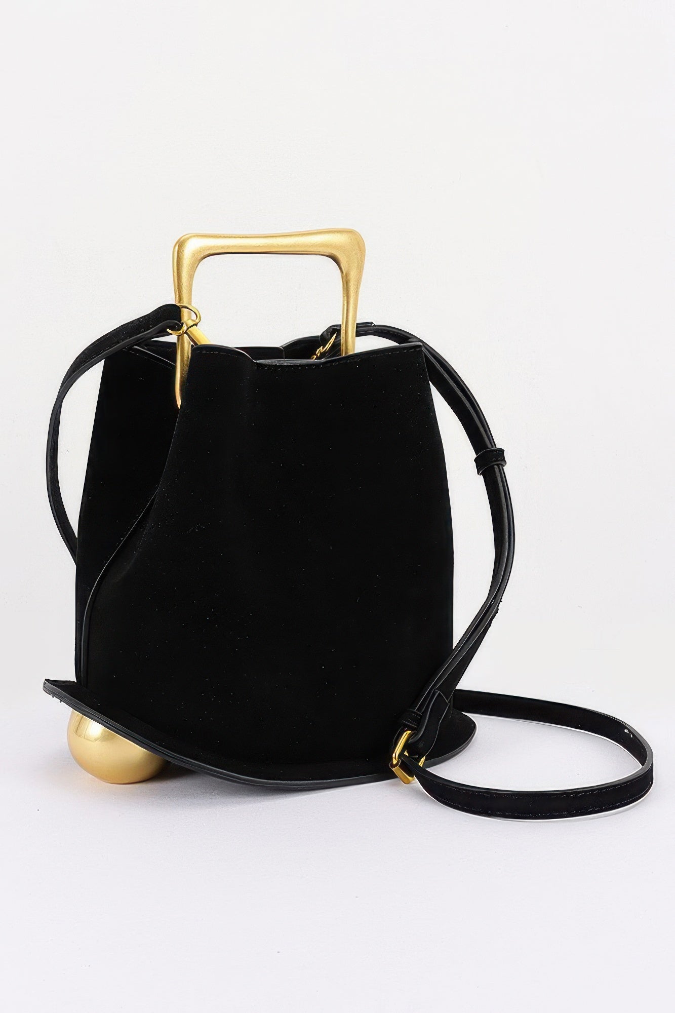 Faux Suede Metal Handle Bag