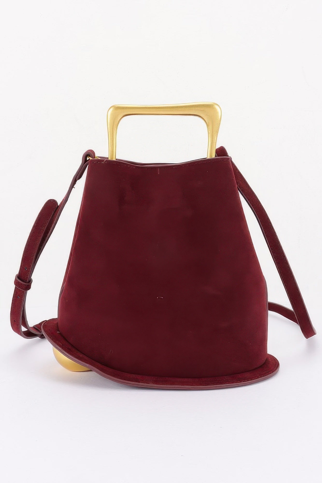 Faux Suede Metal Handle Bag